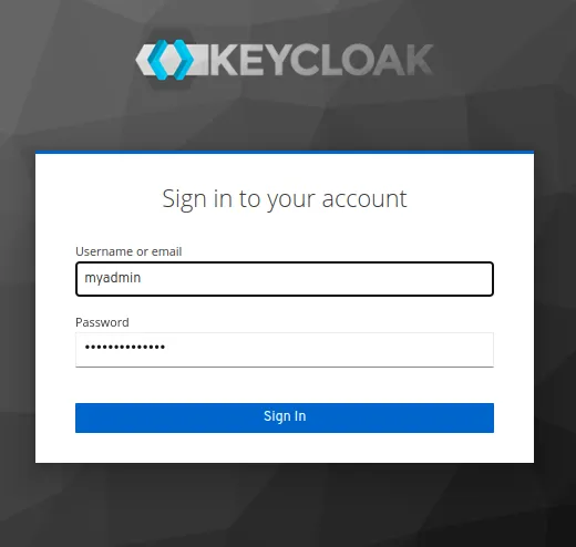 Окно входа в Keycloak